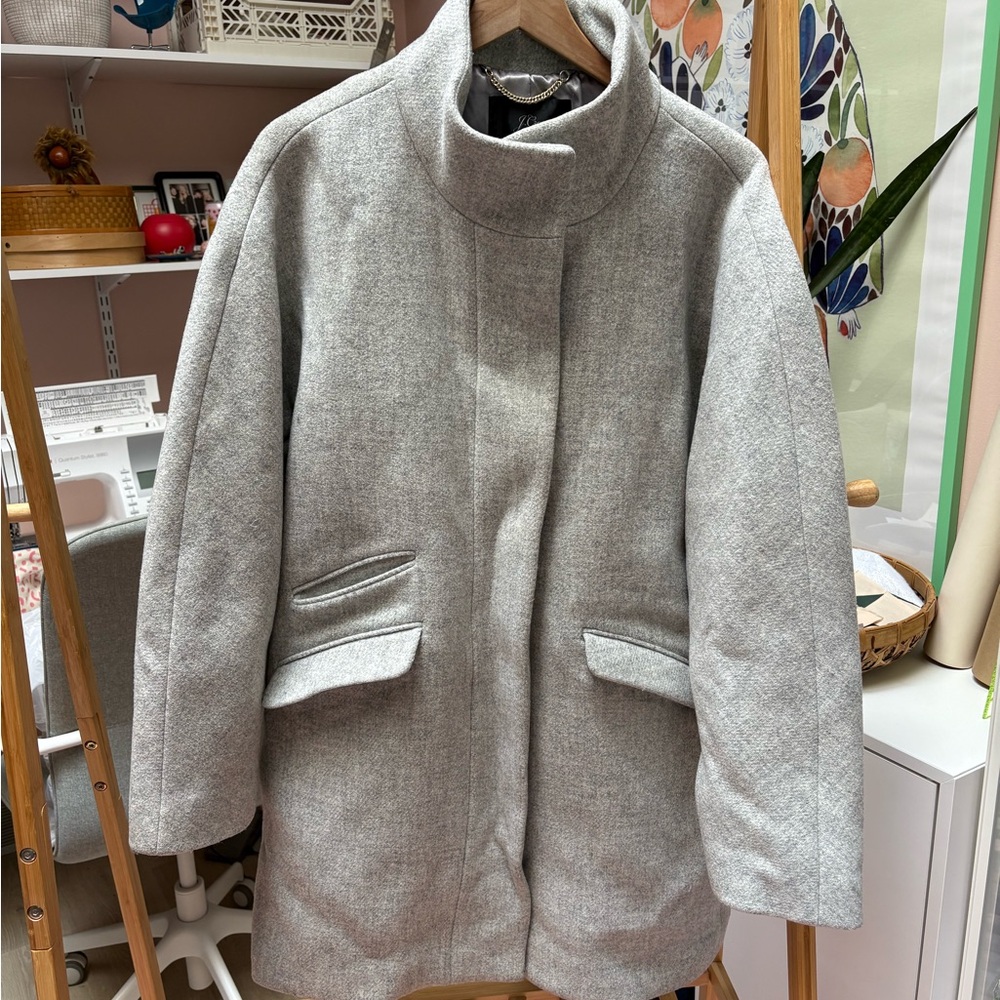 J. Crew Light Gray Women's Cocoon Wool Pea Coat